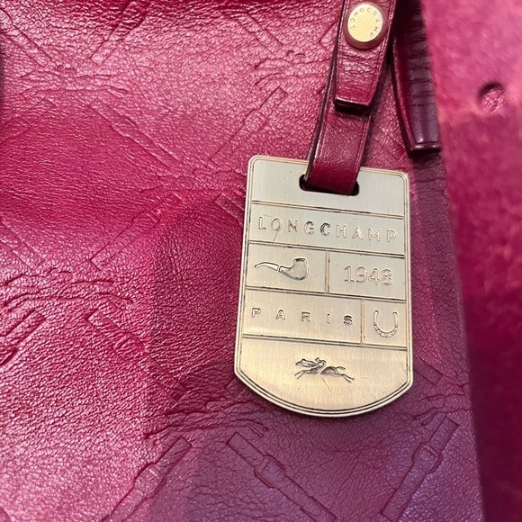 LONGCHAMP LM Cuir Large Tote Bag Leather Handbag Purse Logo - Picture 6 of 15